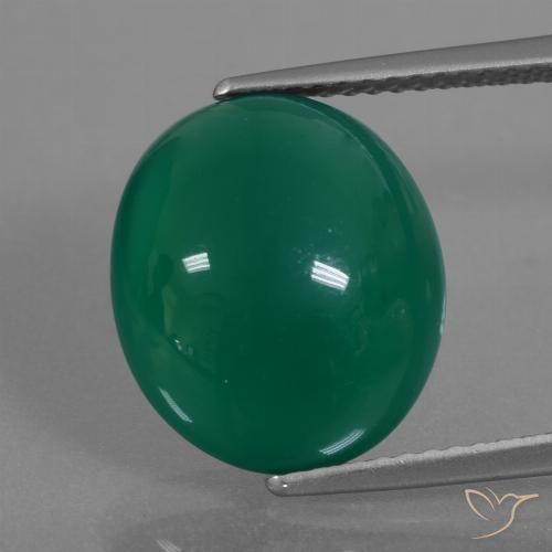 6.42ct Naturale Verde medio intenso Agata, Ovale, Traslucido
