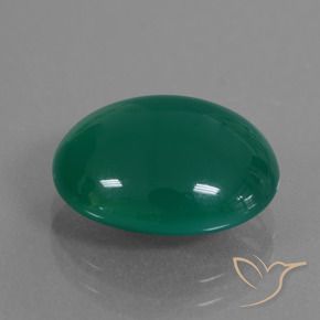 Agata Verde medio intenso naturale da 6.42 ct, Ovale, Traslucido