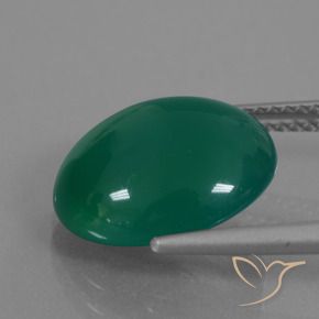 Agata Verde medio intenso naturale da 6.42 ct, Ovale, Traslucido