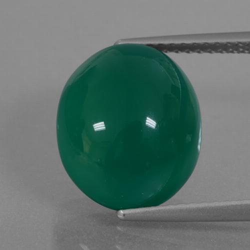 Agata naturale verde da 7,10 ct, taglio ovale, traslucido