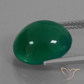 Agata Verde medio naturale da 7.02 ct, Ovale, Traslucido
