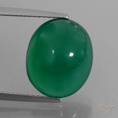 7.30ct Naturale Verde medio Agata, Ovale, Traslucido