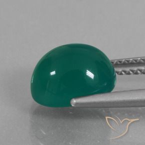 Agata Verde medio naturale da 3.02 ct, Ovale, Traslucido