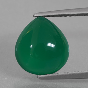 Agata Verde giallastro naturale da 4.08 ct, Forma a pera, Traslucido
