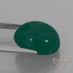 Agata Verde scuro medio naturale da 7.17 ct, Ovale, Traslucido