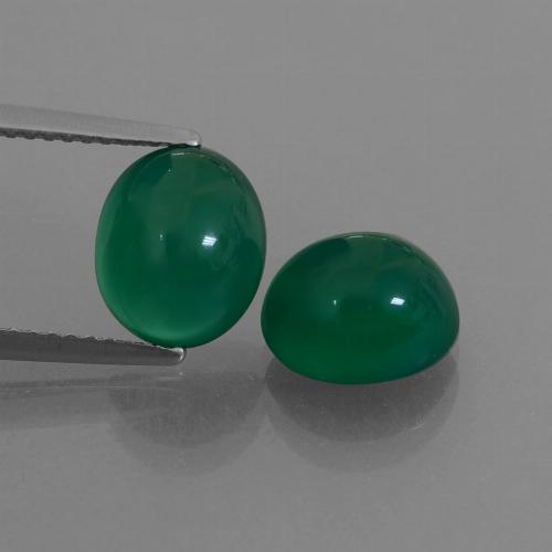 Gemme di Agata Verde medio naturale da 4.92 ct, Taglio ovale, Traslucido