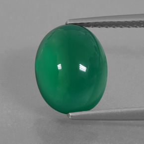 Agata naturale verde da 3,62 ct, taglio ovale, traslucido