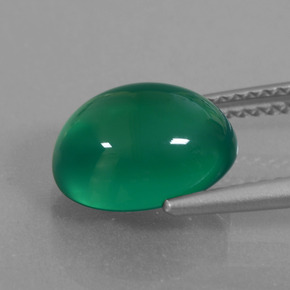 Agata naturale verde da 3,62 ct, taglio ovale, traslucido