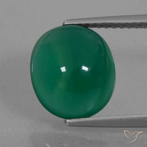 Agata naturale verde da 4,01 ct, taglio ovale, traslucido
