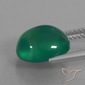Agata naturale verde da 4,01 ct, taglio ovale, traslucido