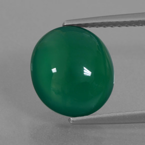 Agata naturale verde da 3,82 ct, taglio ovale, traslucido