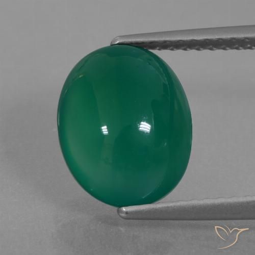 3.40ct Naturale Verde medio Agata, Ovale, Traslucido
