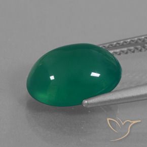 Agata Verde medio naturale da 3.40 ct, Ovale, Traslucido