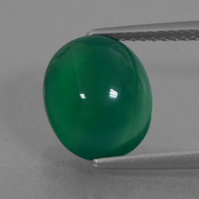 Agata naturale verde da 3,76 ct, taglio ovale, traslucido