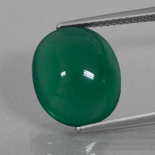 Agata naturale verde da 5,79 ct, taglio ovale, traslucido