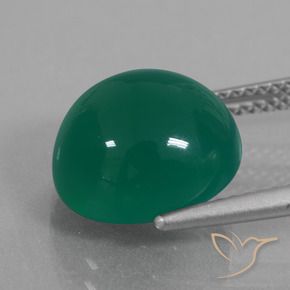 Agata Verde medio naturale da 6.52 ct, Ovale, Traslucido