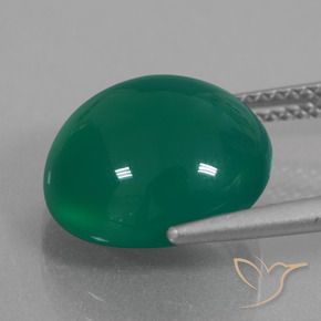 Agata Verde medio naturale da 7.60 ct, Ovale, Traslucido