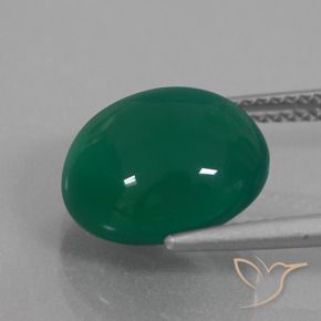 Agata Verde foresta naturale da 6.78 ct, Ovale, Traslucido