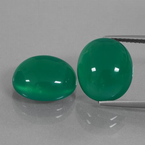 Gemme di Agata Verde medio intenso naturale da 13.23 ct, Taglio ovale, Traslucido