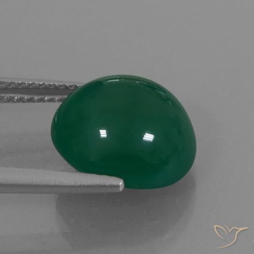 Agata Verde giallastro naturale da 6.28 ct, Ovale, Traslucido