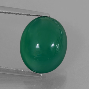 Agata naturale verde da 5,74 ct, taglio ovale, traslucido