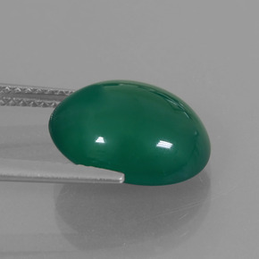 Agata naturale verde da 5,74 ct, taglio ovale, traslucido
