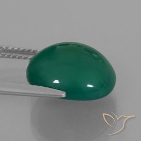 Agata Verde foresta naturale da 7.06 ct, Ovale, Traslucido