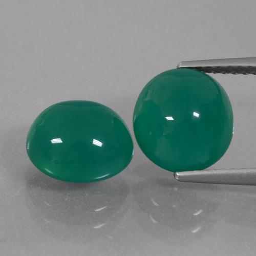Agata naturale verde da 5,78 ct, taglio ovale, traslucido