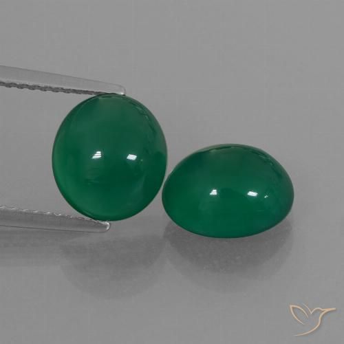 Gemme di Agata Verde medio naturale da 5.23 ct, Taglio ovale, Traslucido