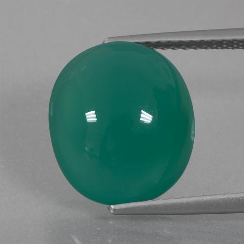 Agata naturale verde da 7,10 ct, taglio ovale, traslucido