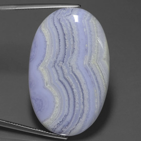 Agata naturale blu da 57,92 ct, taglio ovale, opaco