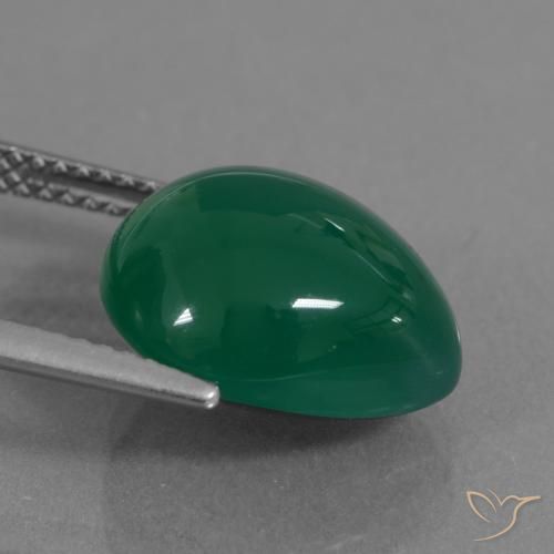 Agata Verde giallastro naturale da 7.10 ct, Forma a pera, Traslucido