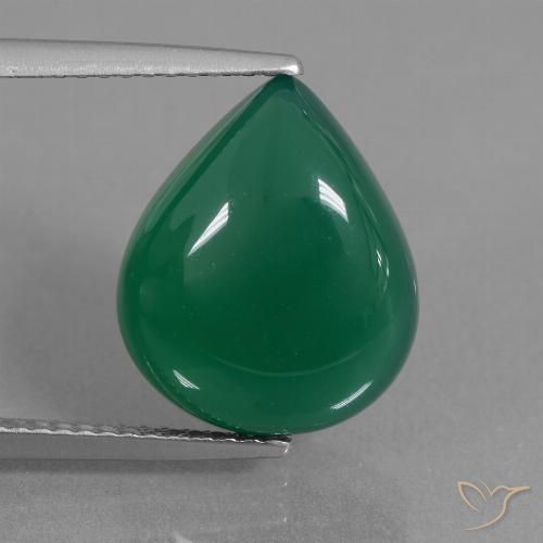 7.09ct Naturale Verde medio intenso Agata, Forma a pera, Traslucido