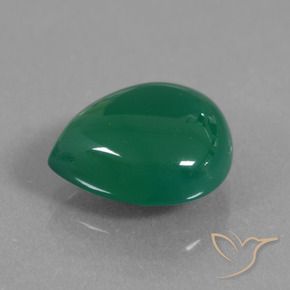 Agata Verde medio intenso naturale da 7.09 ct, Forma a pera, Traslucido
