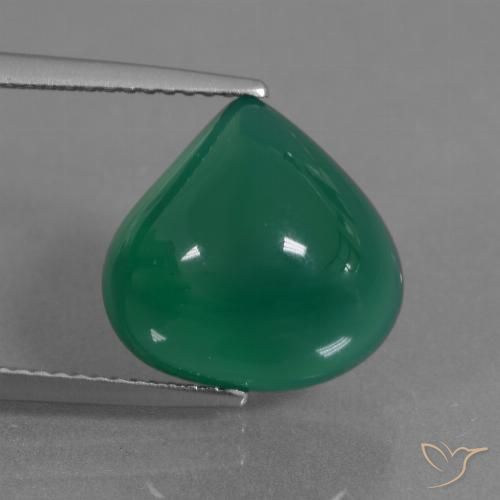 7.28ct Naturale Verde medio intenso Agata, Forma a pera, Traslucido