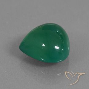 Agata Verde medio intenso naturale da 7.28 ct, Forma a pera, Traslucido