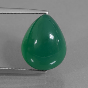 Agata Verde caldo naturale da 7.29 ct, Forma a pera, Traslucido