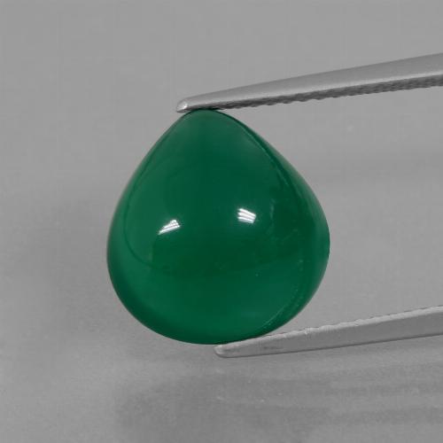 Agata naturale verde da 6,45 ct, taglio a pera, traslucido