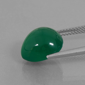 Agata naturale verde da 6,45 ct, taglio a pera, traslucido