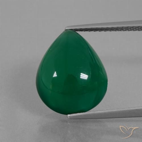 7.46ct Naturale Verde medio Agata, Forma a pera, Traslucido