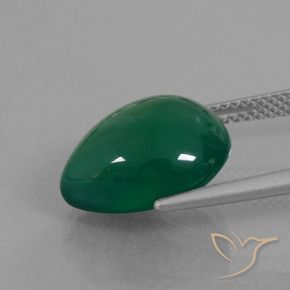 Agata Verde medio naturale da 7.46 ct, Forma a pera, Traslucido