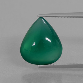 Agata naturale verde da 5,89 ct, taglio a pera, traslucido