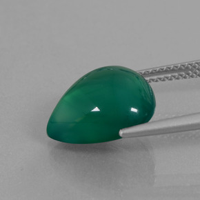 Agata naturale verde da 5,89 ct, taglio a pera, traslucido