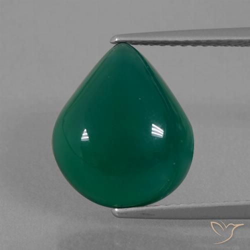 6.87ct Naturale Verde scuro medio Agata, Forma a pera, Traslucido