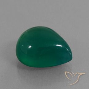 Agata Verde scuro medio naturale da 6.87 ct, Forma a pera, Traslucido