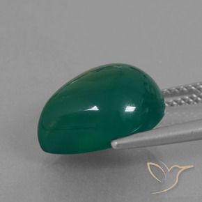 Agata Verde scuro medio naturale da 6.87 ct, Forma a pera, Traslucido