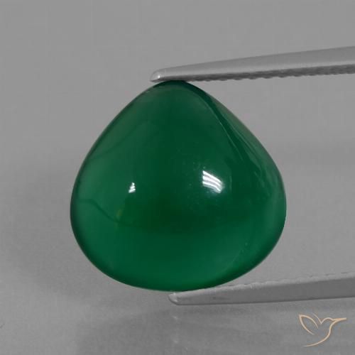 6.83ct Naturale Verde medio Agata, Forma a pera, Traslucido