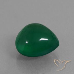 Agata Verde medio naturale da 6.83 ct, Forma a pera, Traslucido