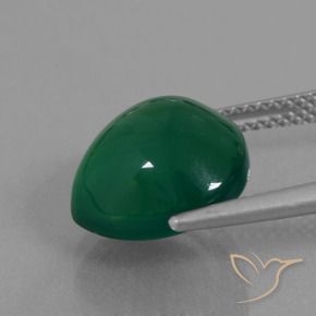 Agata Verde medio naturale da 6.83 ct, Forma a pera, Traslucido