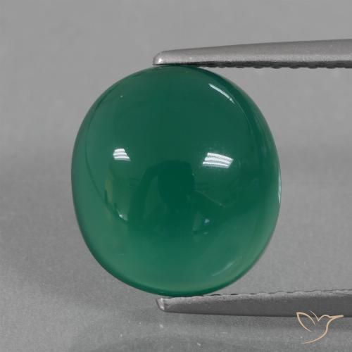 3.83ct Naturale Verde medio intenso Agata, Ovale, Traslucido